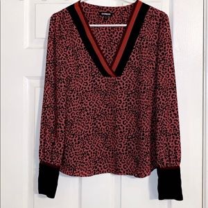 Ladies EXPRESS wine animal print blouse